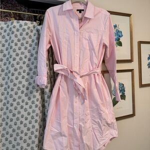 Brooks Brothers Belted Pink Stripe Shirt Dress